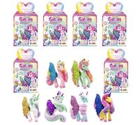 GALUPY Rainbow Unicorn 6-Pack - Unicornio de Peluche para coleccionar, Figuras de Unicornio con alas de Purpurina y Cristal Swarovski