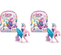 Galupy Rainbow Unicorn - Figura de Unicornio con Alas Brillantes y Cristal Swarovski - Juguete Coleccionable para Niñas, Regalo Mágico Desde 3 Años (Paquete de 2)