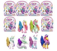 GALUPY Rainbow Unicorn Pack 6 Unicornios - Figuras Coleccionables con Alas Brillantes y Cristal Swarovski - Juguete Mágico para Niñas Desde 3 Años