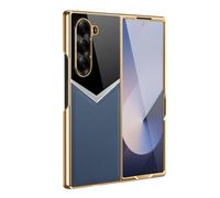 Galvanizar Funda para Samsung Galaxy Z Fold 8 Ultra, Lujo Ligero Cuero | Delgado Negocios Móvil Carcasa con Cristal Templado Pantalla Protección Cubierta,Cromo,Fold 8 Ultra