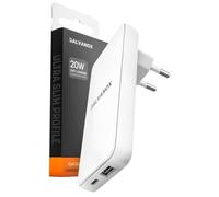 GALVANOX Cargador plano de 20 W - Fuente de alimentación USB-C ultradelgada plegable con USB-C y USB-A, cargador rápido para iPhone 17, 16, 15, 14, 13 y Samsung Galaxy