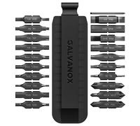 Galvanox Kit de puntas planas de 21 piezas diseñado para destornilladores multiherramienta Leatherman, (grado industrial), acero de impacto S2 endurecido 59-HRC, carbono negro (incluye soporte de