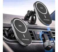 Galvanox Soporte magnético inalámbrico para cargador de coche para teléfonos Samsung Galaxy, carga rápida de 25 W (compatible con MagSafe), soporte para salpicadero y teléfono de ventilación con