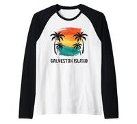 Galveston Island Travel, Texas USA Vacaciones turísticas de verano Camiseta Manga Raglan