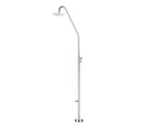 Galyon IMEX Grifería Piscina Exterior Acero Inoxidable - Dakota Series Columna de Ducha con Rociador Ø250mm, Grifo Inversor, Salida Lavapiés, Latiguillo 1/2”, Cuerpo Giratorio 360°. (Acero)