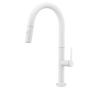 GALYON IMEX Grifo Cocina Extraíble - SAMOA Grifo Cocina Monomando con Difusor de 2 Funciones, Cuerpo de Latón, Cartucho Cerámico Ø25mm, Diseño Moderno y Funcional (BLANCO MATE)