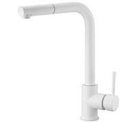 GALYON IMEX Grifo Cocina Fregadero Extraible - MALTA Grifo Cocina Monomando con Caño Extraíble, Cartucho Cerámico Ø35mm, Cuerpo de Latón, Acabado y Diseño Moderno y Elegante (BLANCO MATE)
