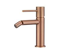 GALYON IMEX Grifo de Bidé Monomando Serie Monza - Grifo de Cuerpo de Latón con Cartucho Cerámico Ø26 mm TOP, Conexión Flexos 3/8”, Diseño Compacto para Baños Modernos (Oro Rosa Cepillado)