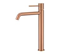 GALYON IMEX Grifo Monomando de Lavabo Alto, Serie Monza BDM039-3, Cartucho Cerámico Ø26 mm, Flexos 3/8" (oro rosa cepillado)
