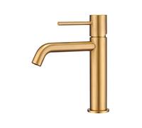 GALYON IMEX Grifo Monomando de Lavabo, Serie Monza BDM039-1, Acabado Cromo, Cartucho Cerámico Ø26 mm, Flexos 3/8" (Oro Cepillado)