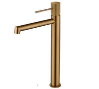 GALYON IMEX Grifo Monomando Lavabo Alto - BDD038-3 Cuerpo de Latón, Cartucho Cerámico Ø26mm TOP, Flexos 3/8”, Acabado Moderno Serie Line (Oro rosa Cepillado)