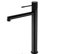 GALYON IMEX Grifo Monomando Lavabo Alto - BDD038-3 Cuerpo de Latón, Cartucho Cerámico Ø26mm TOP, Flexos 3/8”, Acabado Moderno Serie Line (Negro Mate)