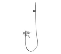 GALYON IMEX Grifo para Ducha Serie Monza, Níquel Cepillado, Grifería Monomando con Cartucho Cerámico Ø35 mm, Flexo PVC 1.80m