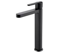 GALYON IMEX Monomando de Lavabo Alto SERIE ROMA - Grifo de Latón,Grifo Lavabo moderno, Cartucho Cerámico Ø28 mm TOP, Flexos 3/8". (Negro Mate)