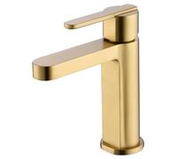 GALYON IMEX Monomando de Lavabo SERIE ROMA - Grifo de Latón con Cartucho Cerámico Ø28 mm TOP, Grifo Lavabo Moderno, Flexos 3/8". (Oro Cepillado)