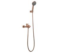 GALYON IMEX Monomando para Baño/Ducha SERIE ROMA - Grifería de Latón con, Kit Grifo Bañera Moderno Completo,Cartucho Cerámico Ø35 mm, Flexo PVC 1.80 m. (Oro Rosa Cepillado)