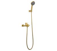 GALYON IMEX Monomando para Baño/Ducha SERIE ROMA - Grifería de Latón con, Kit Grifo Bañera Moderno Completo,Cartucho Cerámico Ø35 mm, Flexo PVC 1.80 m. (Oro Cepillado)