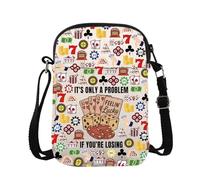 Gambling Lover Gift It's Only A Problem If You're Losing Crossbody Bag Gambler Messenger Bag Casino Lucky Gambling Bag, Perder Cb, 15*21*2cm
