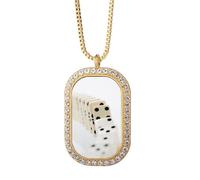Gambling Pai Gow Donoes - Collar con colgante de foto de diamantes de cristal dorado