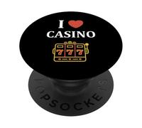 Gambling Win Jackpot Luck Gambler i Love Casino PopSockets PopGrip Adhesivo