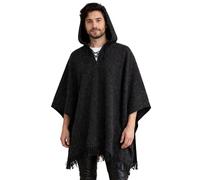 Gamboa Alpaca Poncho Hombre con Capucha Estilo Mexicano Lana Otoño Invierno Negro