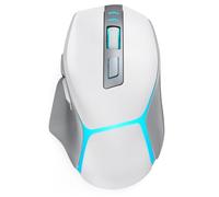 GAMCATZ Ratón inalámbrico blanco para juegos para Mac y iPad, Bluetooth/2.4G/USB-C, mouse para juegos con cable con retroiluminación de 12500 DPI, mouse ergonómico recargable para computadora portátil
