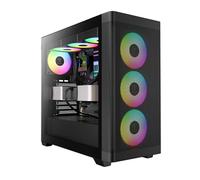 GAMDIAS Athena M3 ATX Mid Tower - Carcasa de PC de Torre Media, Ventilador ARGB PWM de 4 x 120 mm con concentrador, Malla de Flujo de Aire Frontal, Panel Lateral de Vidrio Templado sin Herramientas,
