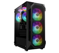 GAMDIAS ATX Mid Tower - Ordenador para juegos con carcasa de PC, vidrio templado, 4 ventiladores ARGB de 120 mm integrados, malla de flujo de air