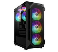 GAMDIAS Aura GC1 Elite ARGB - Caja PC ATX Mid Torre, 4 Ventiladores ARGB 120 mm, Panel Frontal de Malla Alto Flujo, Panel Vidrio Templado sin Herramientas, Negro