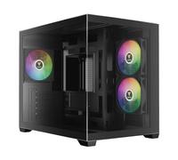 GAMDIAS Aura GC10M Caja para PC Micro Torre M-ATX, Panel de Vidrio Templado Sin Bordes, 3 Ventiladores ARGB de 120 mm Integrados, Instalación Sin Herramientas, Filtro de Polvo Magnético, Negro