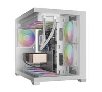GAMDIAS Aura GC10m V2 WH Argb Micro-Tower - Gabinete para videojuegos, compatible con Micro-ATX, Mini-ITX, lado preinstalado 2 x 120 mm, ARGB/trasero: 1 ventilador ARGB de 120 mm, color blanco