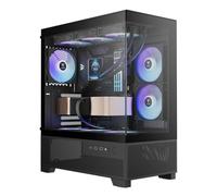 GAMDIAS Aura GC12 ARGB - Argb MID-Tower Panorama Carcasa | 6 ventiladores ARGB integrados de 120 mm, compatible con Mini-ITX, Micro-ATX y ATX, AIO Support: 360 mm, 280 mm/Lado: 240 mm/Trasero