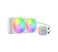 GAMDIAS AURA GL240 V2 AIO, enfriador líquido de CPU de 240 mm, diseño de enrutamiento de cable fácil, bomba de rendimiento giratoria, 2 ventiladores PWM ARGB de bajo ruido de 120 mm con sincronización