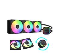 GAMDIAS AURA GL360 V2 AIO, enfriador líquido de CPU de 360 mm, diseño de enrutamiento de cable fácil, bomba de rendimiento giratoria, ventilador PWM ARGB de bajo ruido de 3 x 120 mm con sincronización