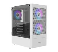 GAMDIAS TALOS E3 MESH WH Caja para PC ATX Mid Tower, 3 Ventiladores ARGB 120 mm, Frontal Malla Alto Flujo, Panel Vidrio Templado, Sincronización Placa Base, Blanco