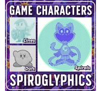 Game Characters Spiroglyphics Dots Lines Spirals: Arcade Style Puzzle Coloring Pages With Secret Image Effects, Gaming Inspired, Optical Illusion Designs For Everyone To Unwind And Enjoy