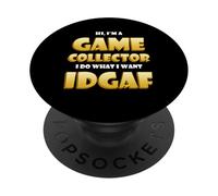 Game Collector Idgaf Vintage Board Video Gamer Collections PopSockets PopGrip Adhesivo