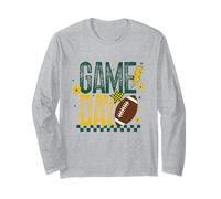 Game Day Football Season Retro Green Gold Checker Touchdown Manga Larga