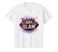 Game Day Glam - Moda Deportiva para Mujer Camiseta, Niños, Blanco, 10 años