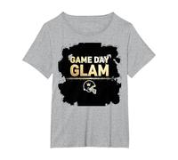 Game Day Glam Royalty - Aficionado al fútbol Americano Camiseta, Mujer Tallas Grandes, Gris Jaspeado, 4XL Grande