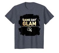 Game Day Glam Royalty - Aficionado al fútbol Americano Camiseta, Niños, Azul Jaspeado, 4 años
