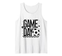 Game Day Soccer Season Mom Retro Rayo a Cuadros Camiseta sin Mangas