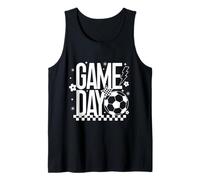 Game Day Soccer Season Mom Retro Rayo a Cuadros Camiseta sin Mangas