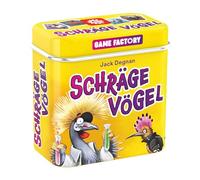 Game Factory 646091 Pájaros oblicuos, Juego de Cartas Ingenioso y desagradable, minijuego en práctica Caja de Metal, Juego de Viaje Sencillo para Adultos y niños a Partir de 8 años