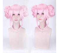Game Fate Grand Order Tamamo No Mae Peluca de cosplay Peluca sintética Fiesta de Halloween FATE FGO Tamamo peluca rosa con doble cola de caballo Talla única Peluca de Tamamo PL-336