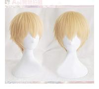 Game Fate/Stay Night Zero Gilgamesh Cosplay Wigs Short Golden Blonde Heat Resistant Synthetic Hair Wigs + Free Wig Cap