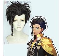 Game Fire Emblem: ThreeHouses Claude von Regan Peluca de cosplay Fancy Battle Boys Cosplay Peluca corta negra + Gorra de peluca gratis