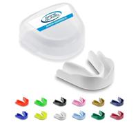GAME GUARD protector bucal para hervir y morder/protector de encías - júnior/niños/jóvenes - Aprobado por CE, deportes escolares, fútbol, rugby, baloncesto (Blanco)