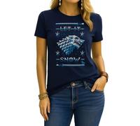 Game Let it Snow of Thrones | Ugly Christmas Sweater Navidad Sudadera Mujer Camiseta, azul marino, S