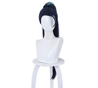 Game LOL KDA Daughter of the Void Kaisa Cosplay Peluca de 80 cm Azul Oscuro Mixta Resistente al Calor Pelo Sintético Halloween Fiesta Pelucas